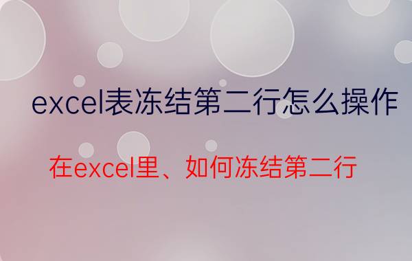 excel表冻结第二行怎么操作 在excel里、如何冻结第二行？